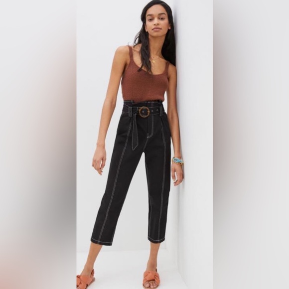 NWT Anthropologie size M Amos contrast stitched black pants